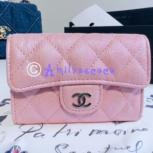 Brand new 19s pink iridescent Flap card holder